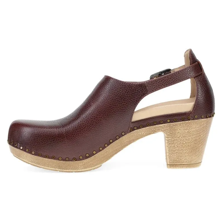 Dansko Womens Sassy Slip-On Clogs in Rich Cordovan Leather