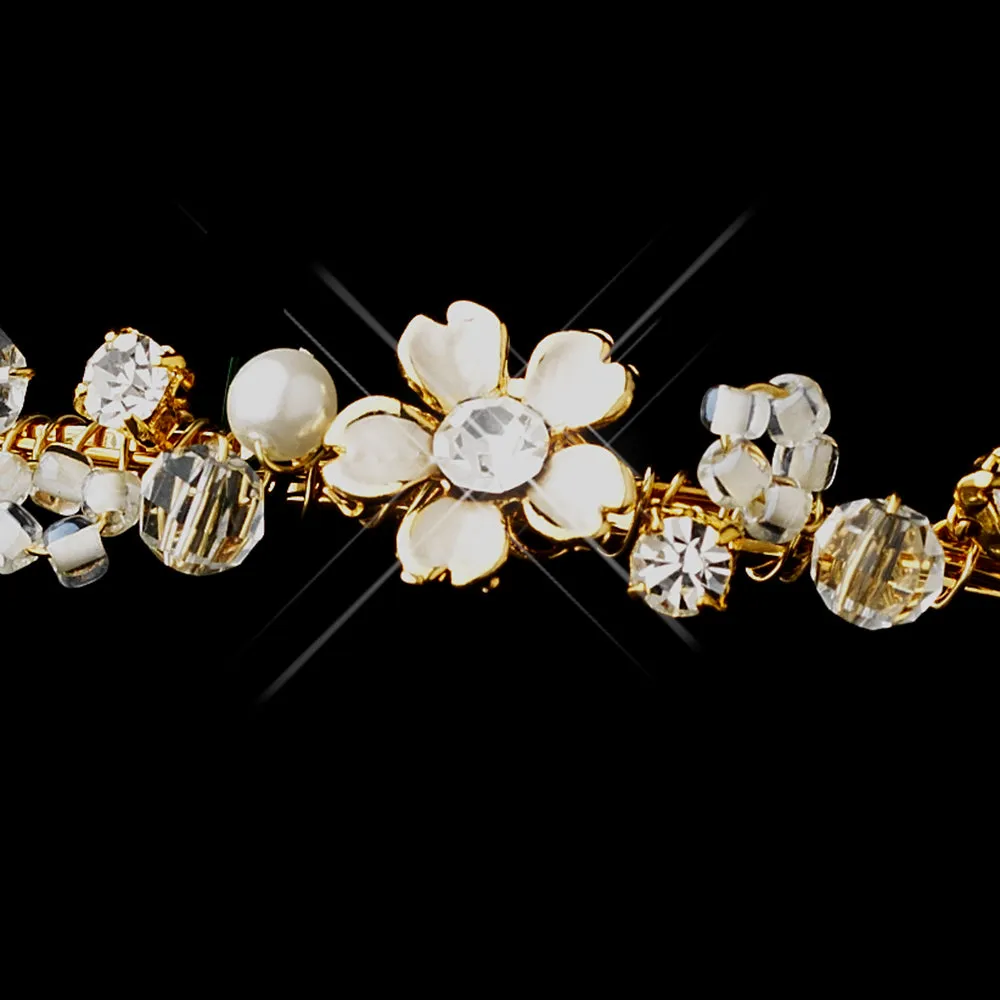 Delicate Pearl & Crystal Silver or Gold Bridal Headband