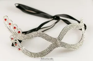 Dicey Ruby Art Deco Silver Masquerade Mask | Crystal | Silver