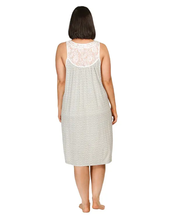 Ditsy Sleeveless Lace Dress Sage