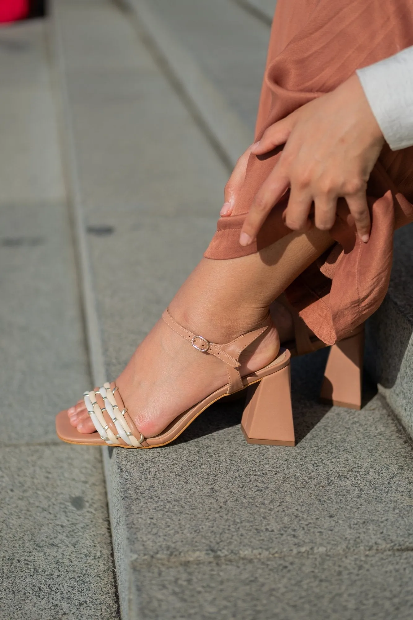 Eli Block Heel Sandal Nude