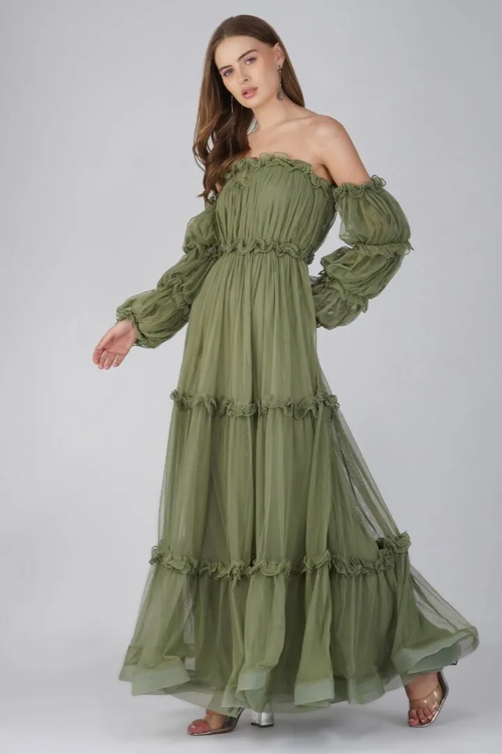 Emmeline Maxi Dress in Soft Olive