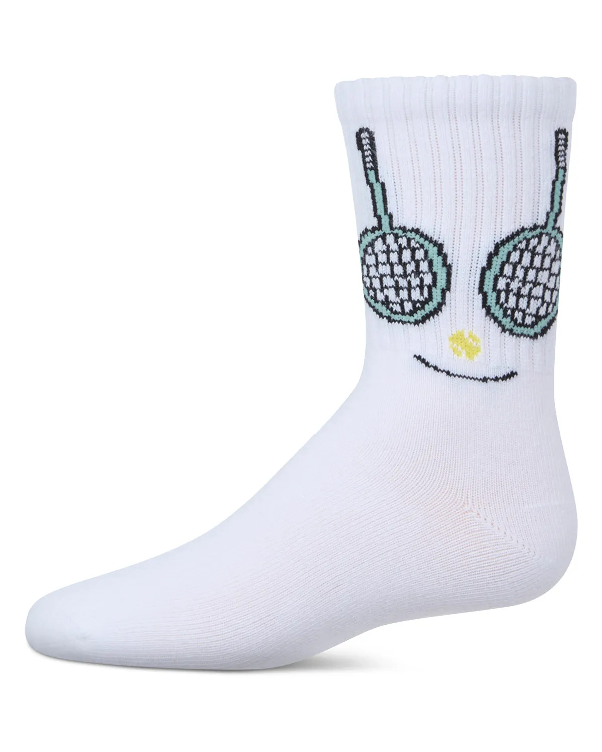 Girls' Tennis Smiley Face Crew Socks