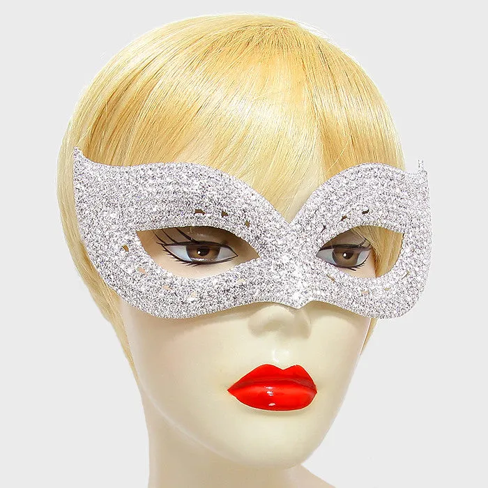 Ivanna Cluster Cat Eye Statement Masquerade Mask | Crystal | Silver