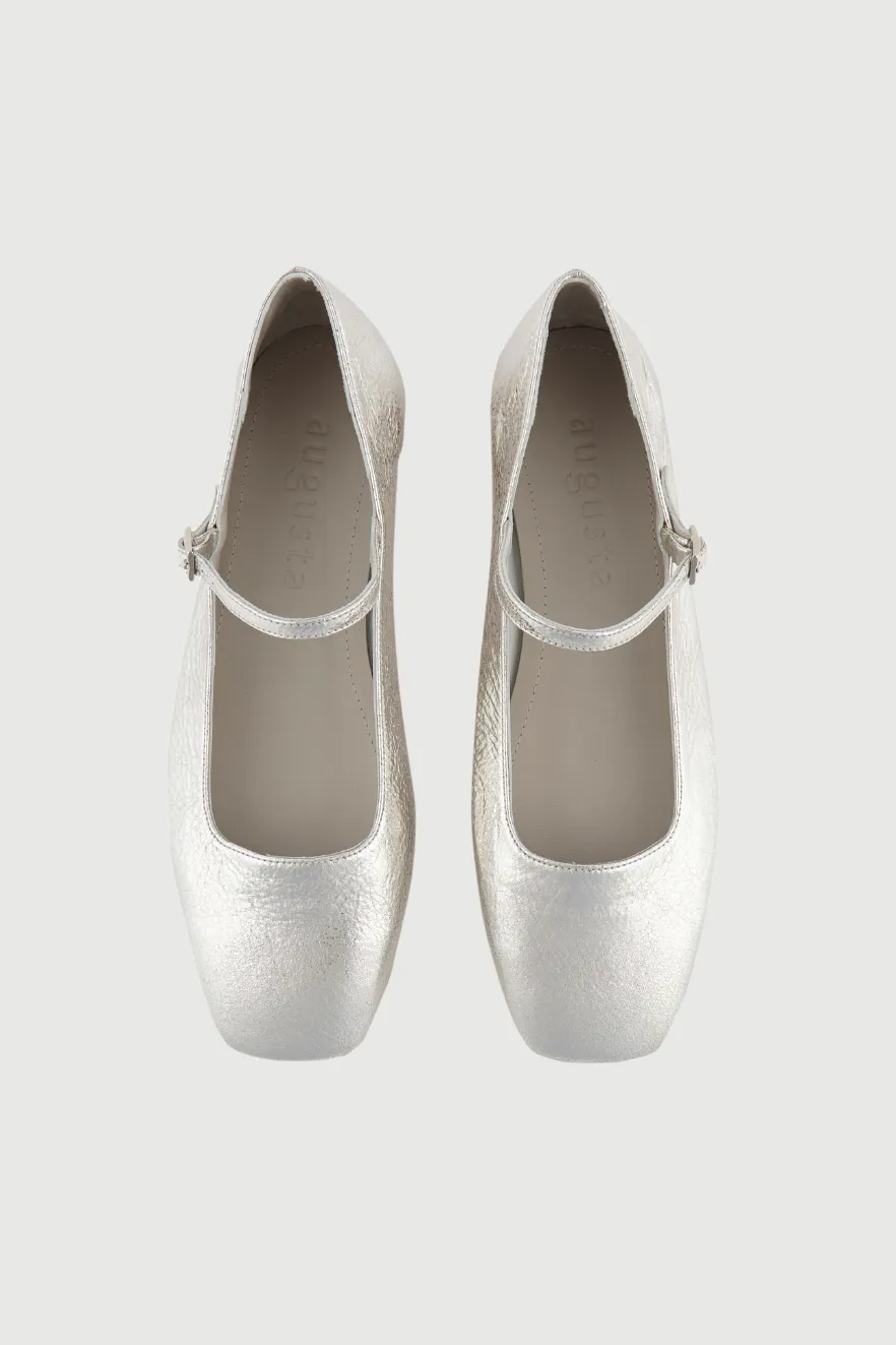 Julieta Mary Janes in Silver Leather