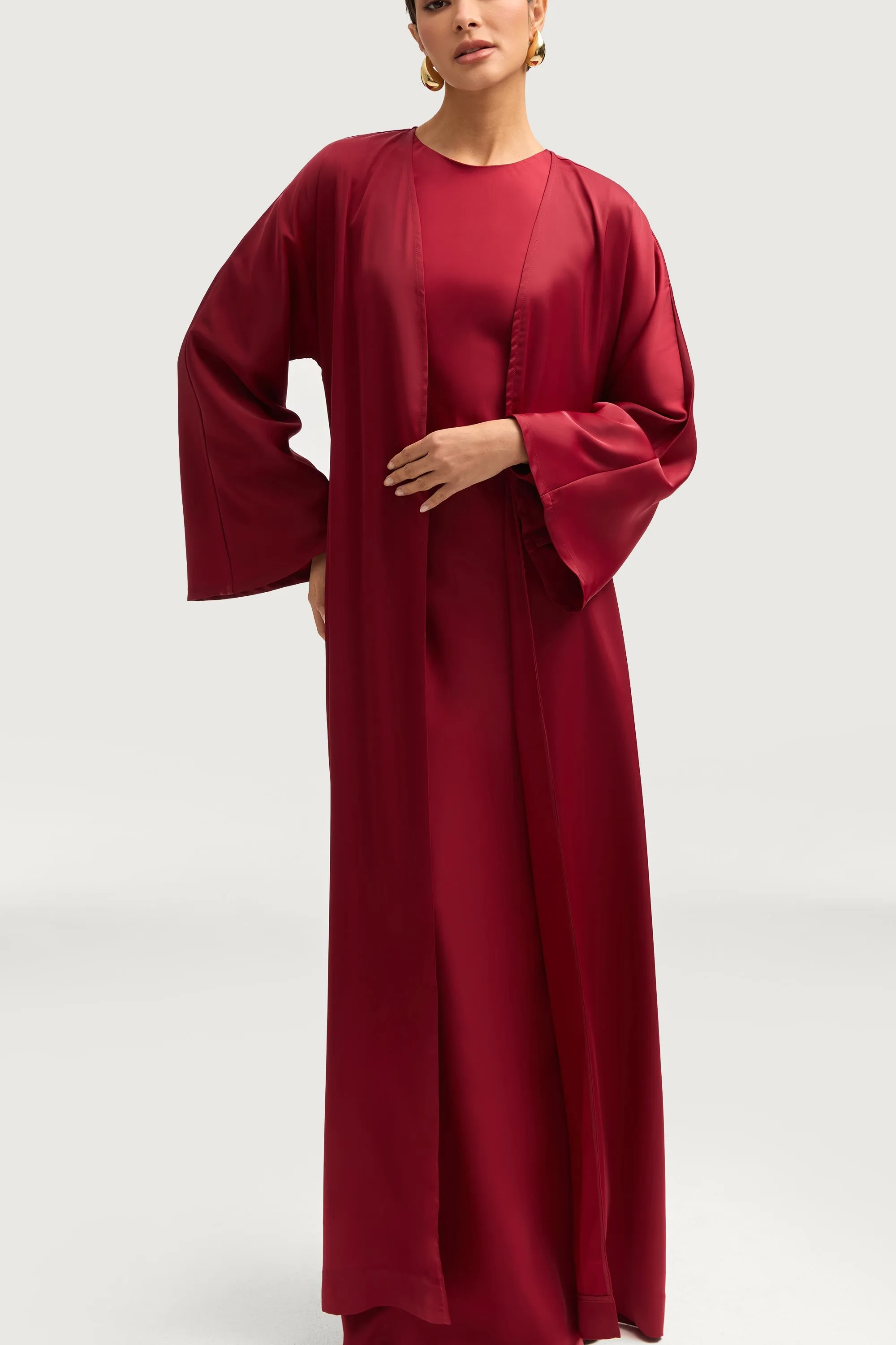 Kamila Open Abaya - Maroon