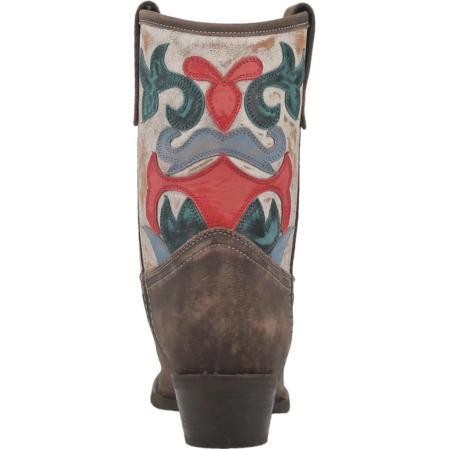 Laredo Brown Jenna Snip Toe Bootie with Multi Colored Tops for Women