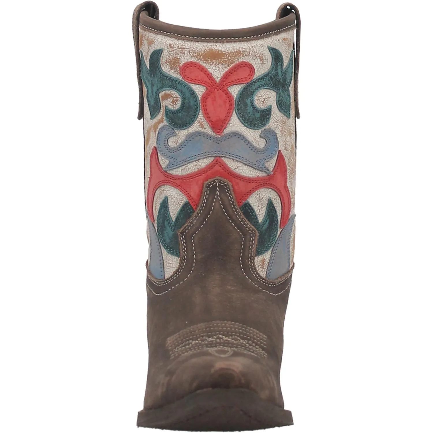 Laredo Brown Jenna Snip Toe Bootie with Multi Colored Tops for Women