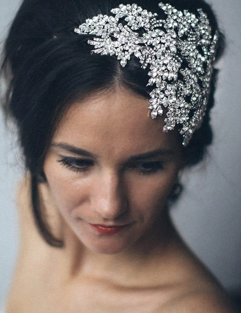 large Vintage couture inspired crystal tiara side hair piece by Crystal wedding uk