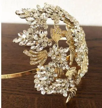 large Vintage couture inspired crystal tiara side hair piece by Crystal wedding uk