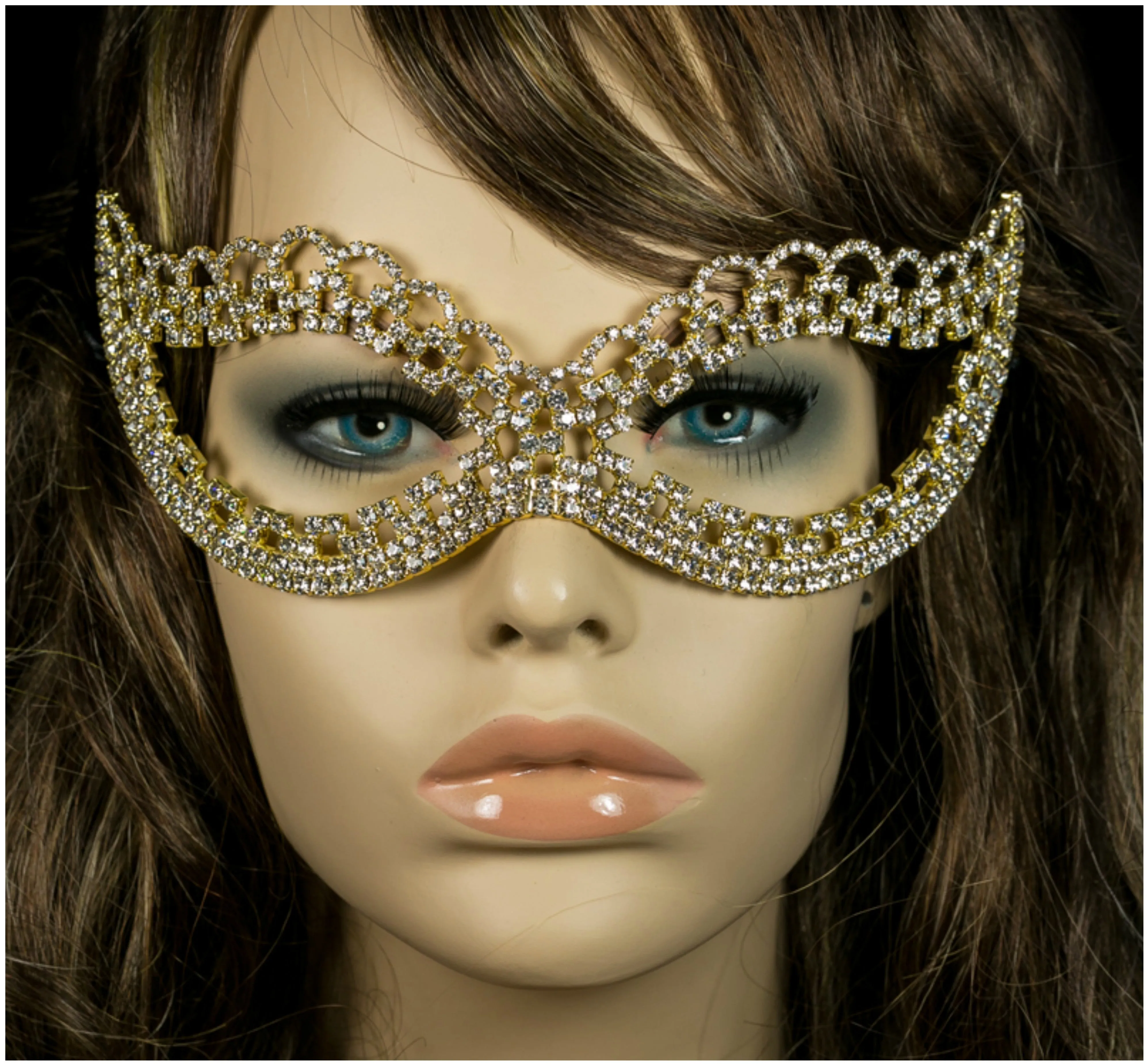 Lonie Swirl Cluster Masquerade Mask | Gold | Crystal