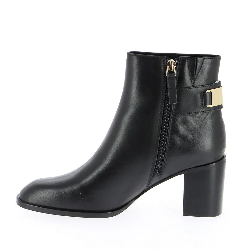 Nude Elsie Black Heeled Ankle Boot