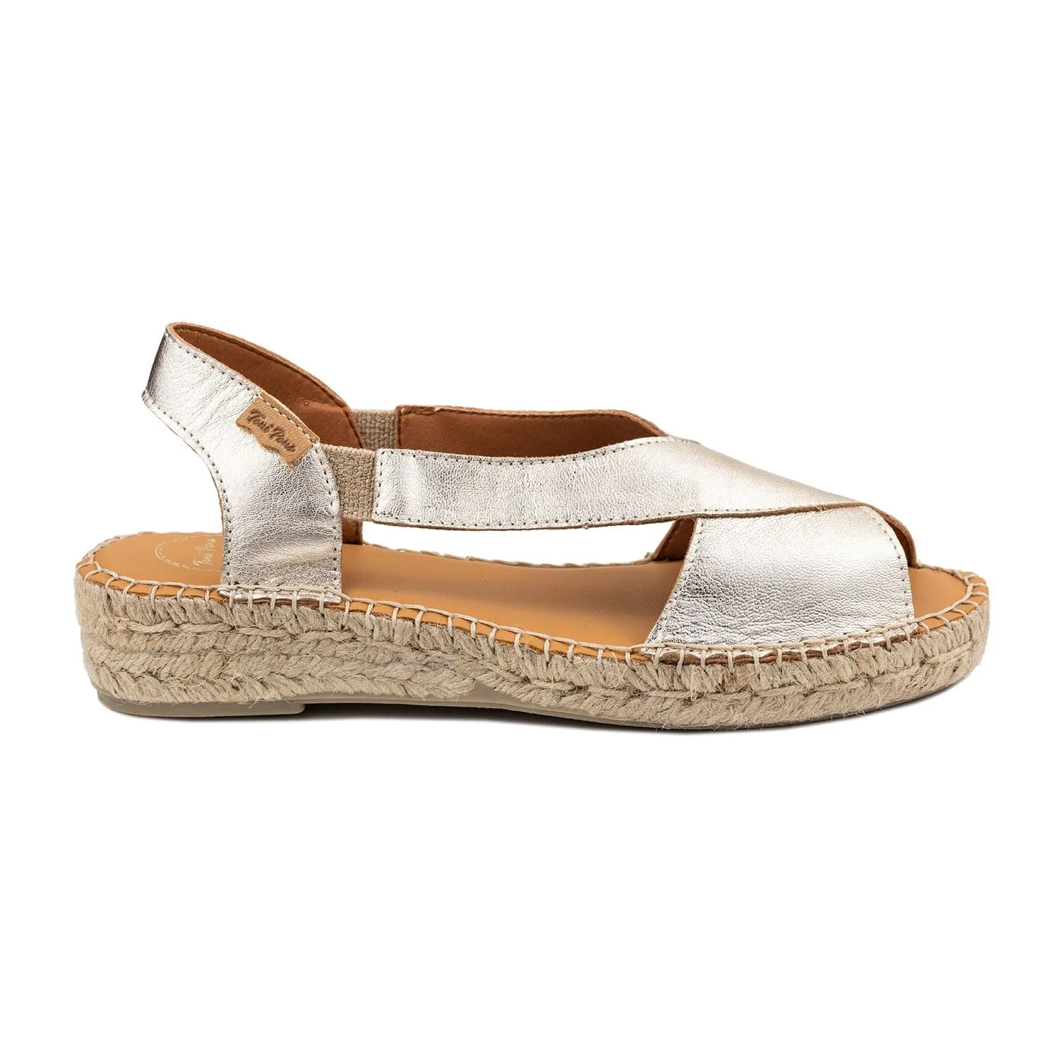 Plain Leather Wedge Espadrille for Women - Elda-P