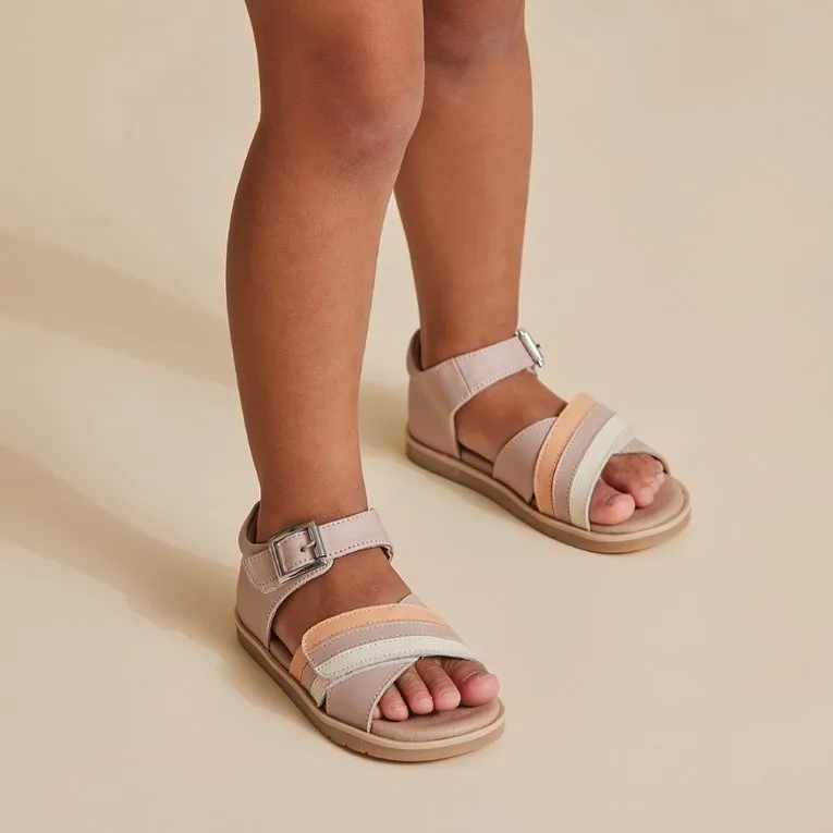 Pretty Brave Georgia  Pink 3 Tone Leather Sandal 23-28