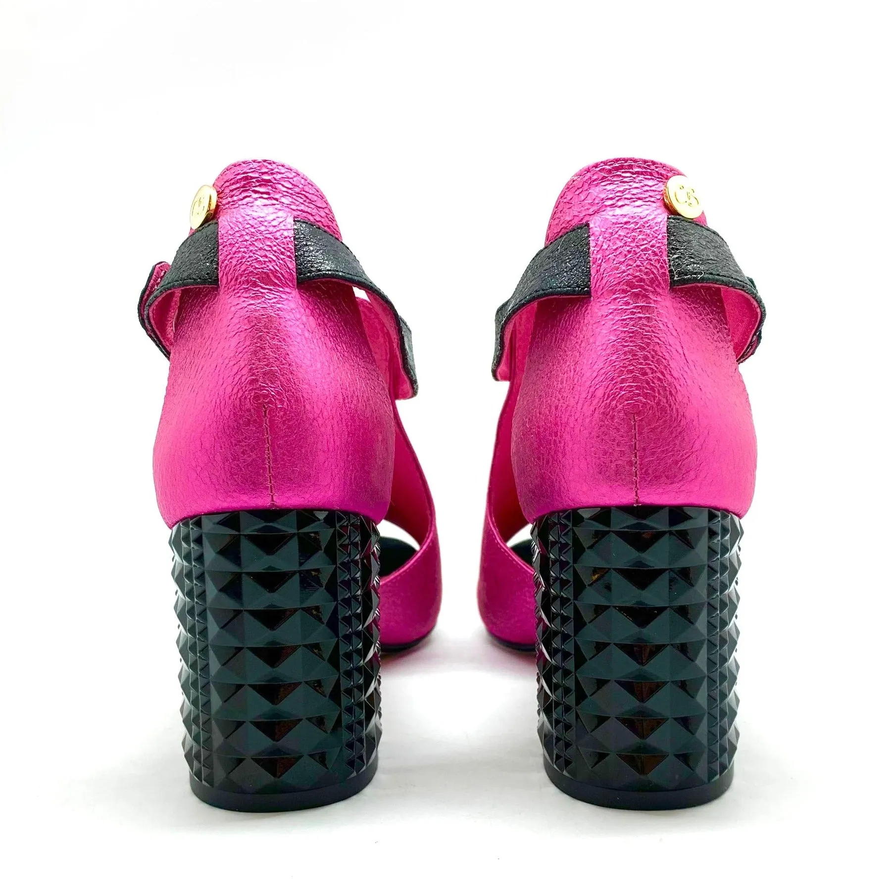 Rayon - Fuchsia Black open toe