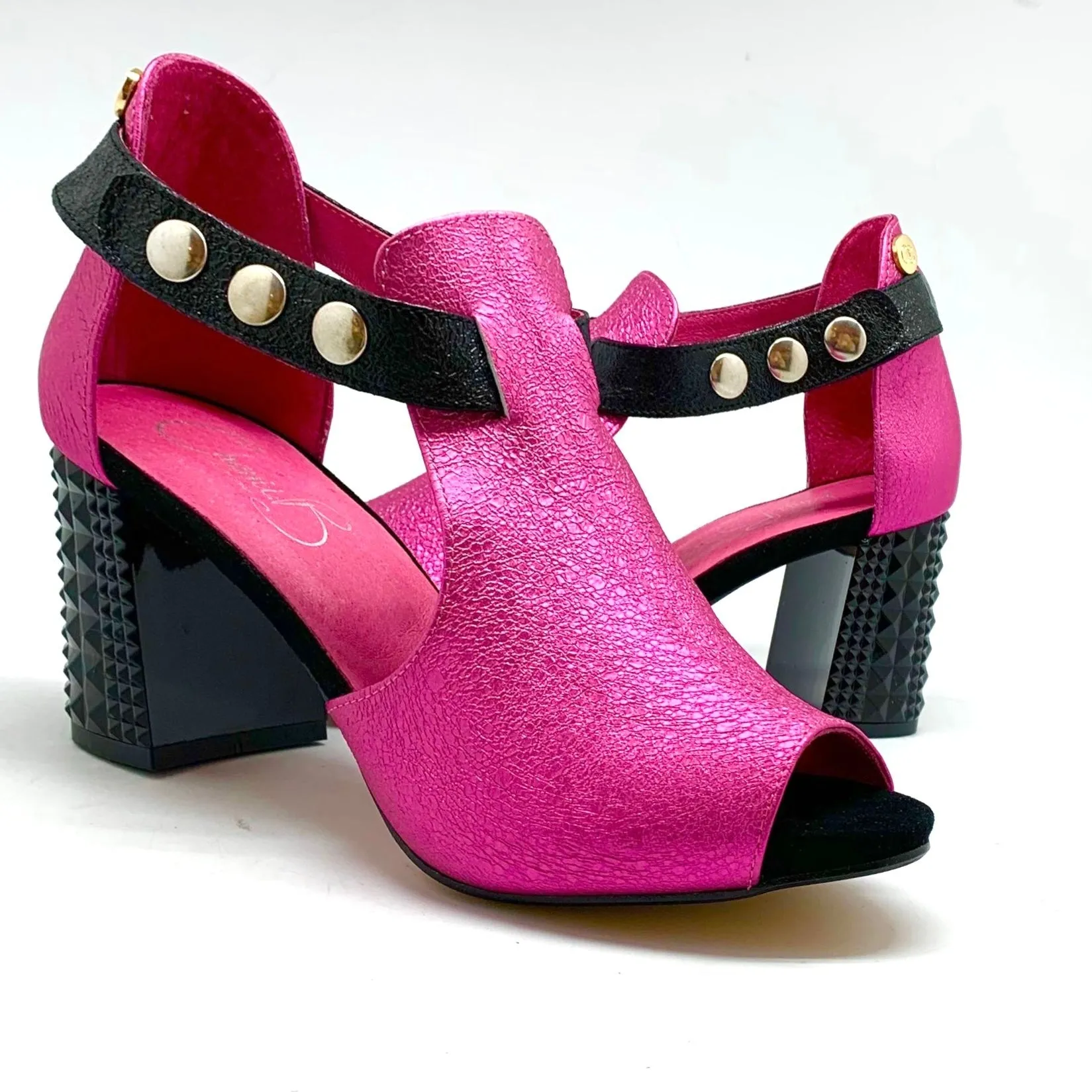 Rayon - Fuchsia Black open toe