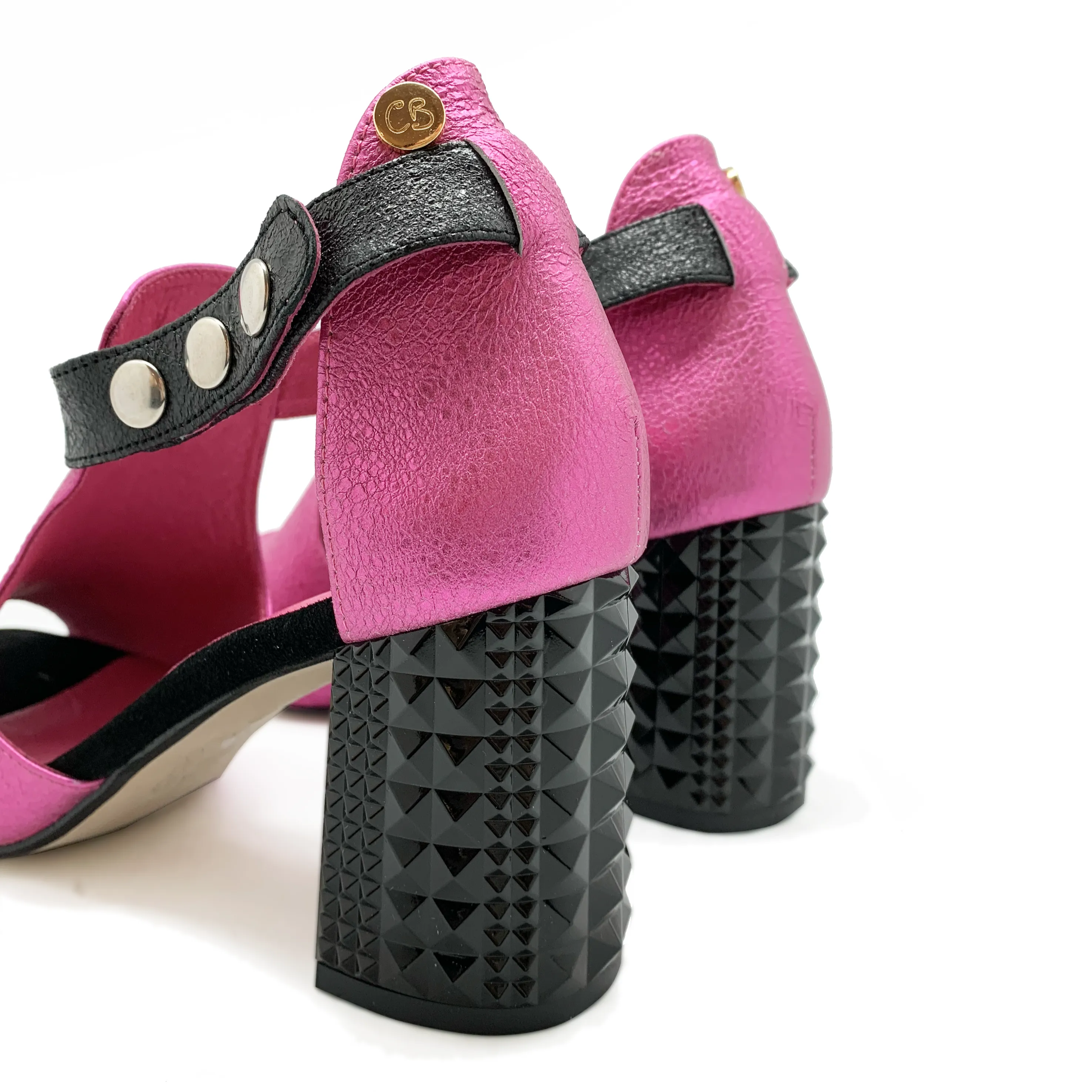 Rayon - Fuchsia Black open toe