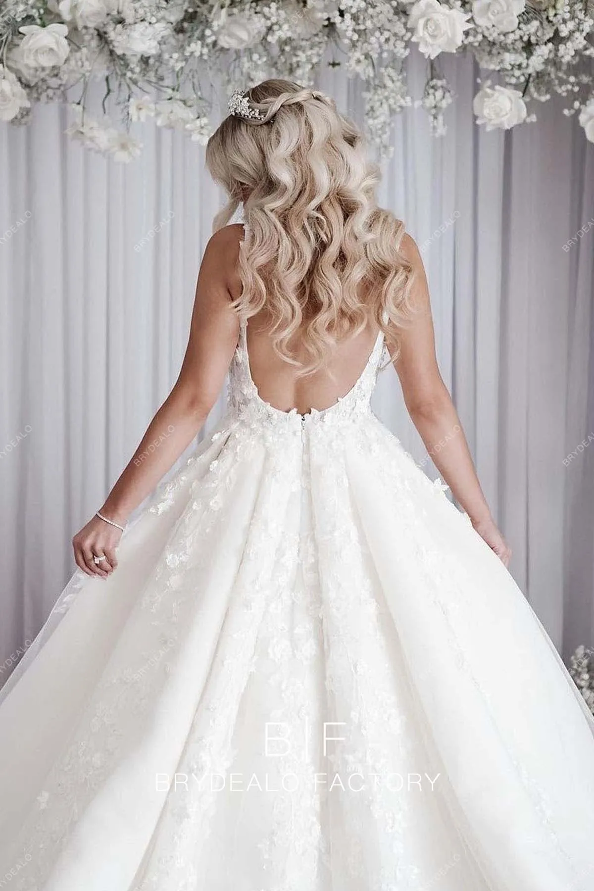 Romantic 3D Lace Corset Ball Gown Princess Wedding Dress