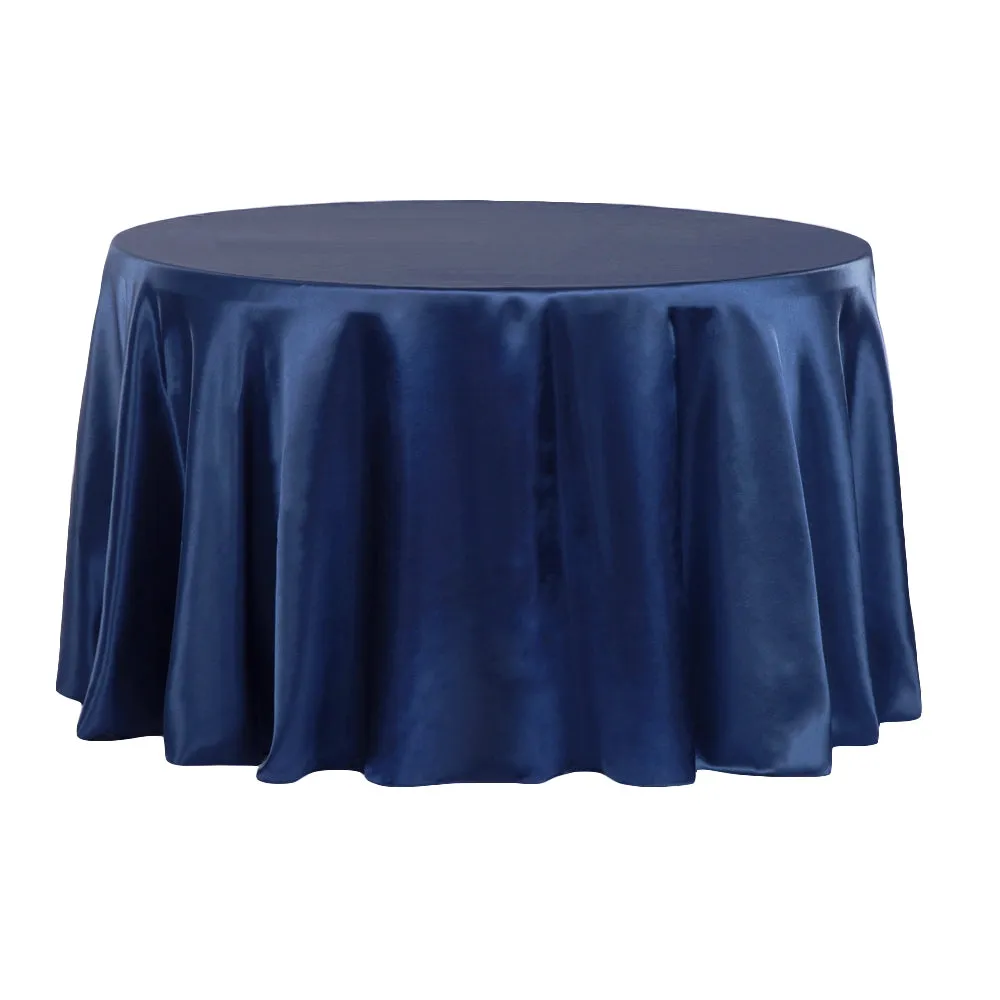 Satin 120" Round Tablecloth - Navy Blue