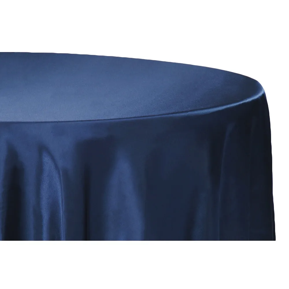 Satin 120" Round Tablecloth - Navy Blue