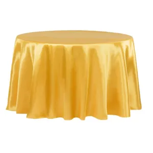 Satin 132" Round Tablecloth - Bright Gold