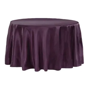 Satin 132" Round Tablecloth - Eggplant/Plum