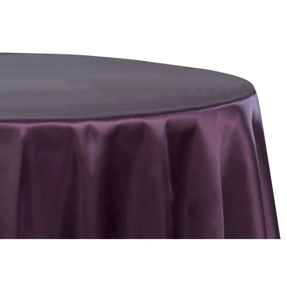 Satin 132" Round Tablecloth - Eggplant/Plum