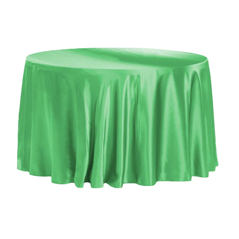 Satin 132" Round Tablecloth - Kelly Green