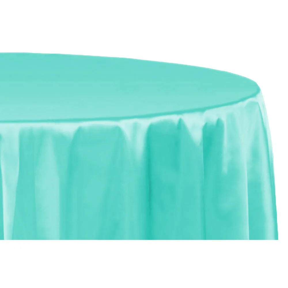 Satin 132" Round Tablecloth - Light Turquoise