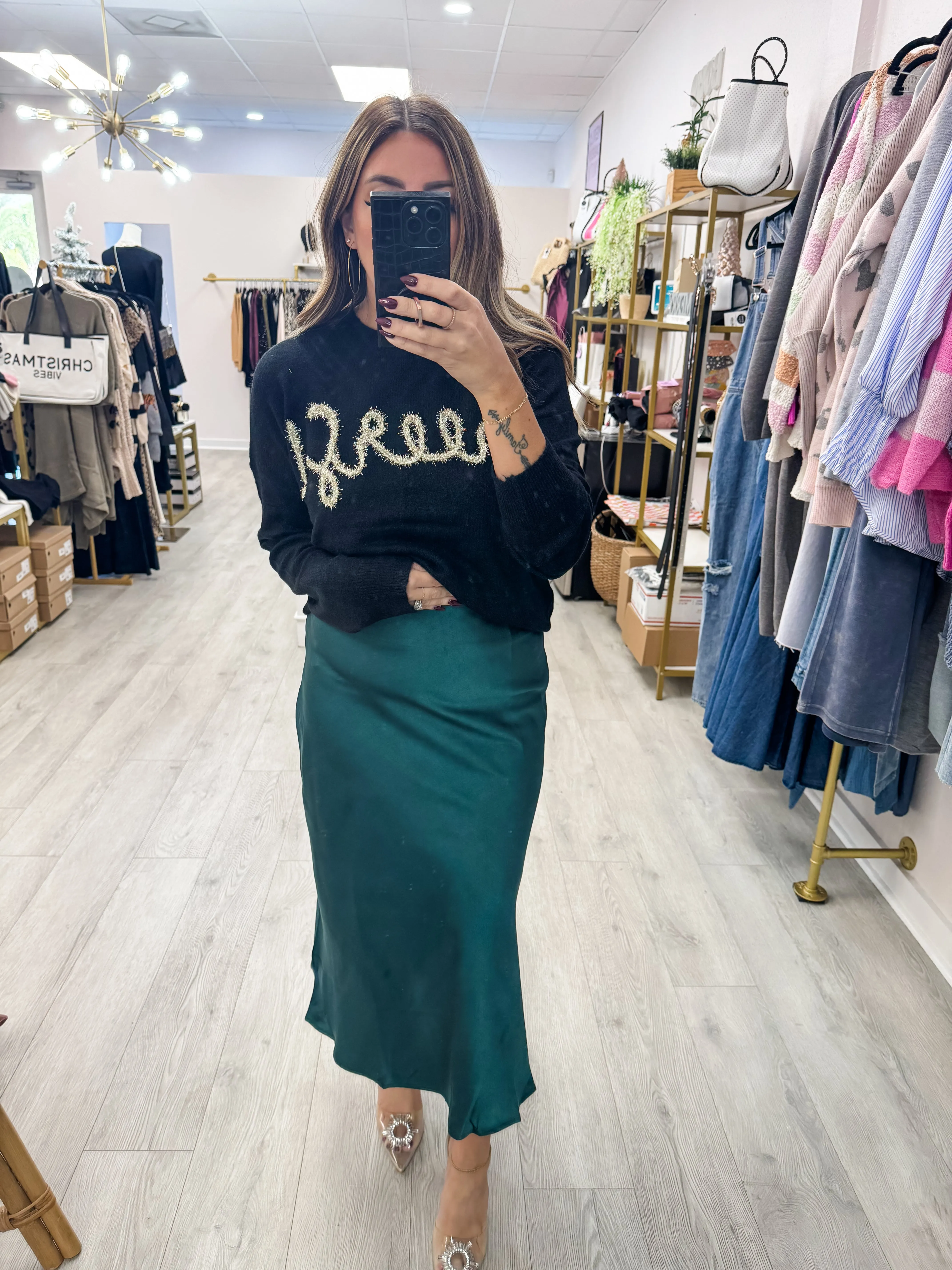 Satin Midi Skirt