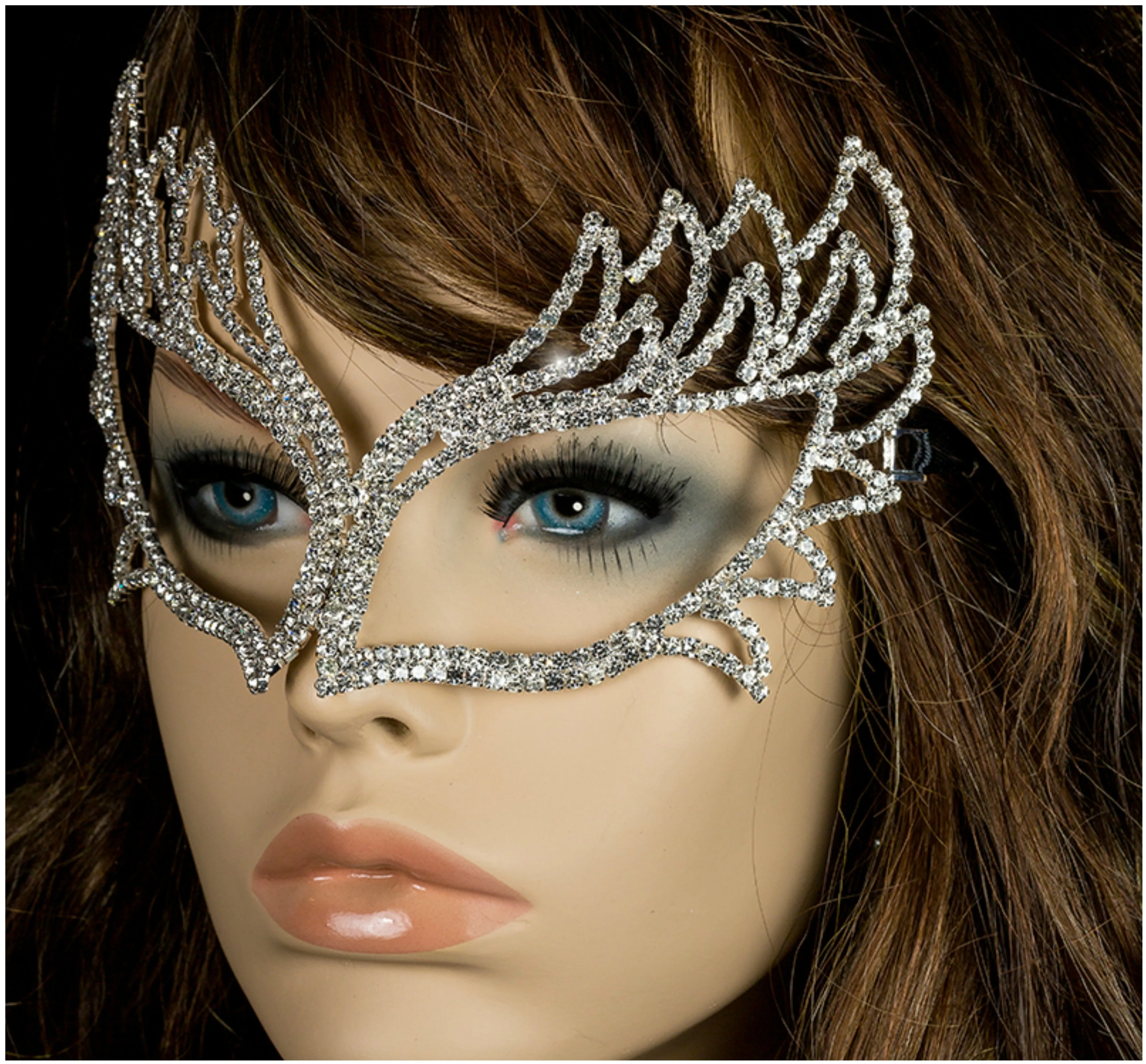 Shawna Fierce Silver Masquerade Mask | Crystal | Silver