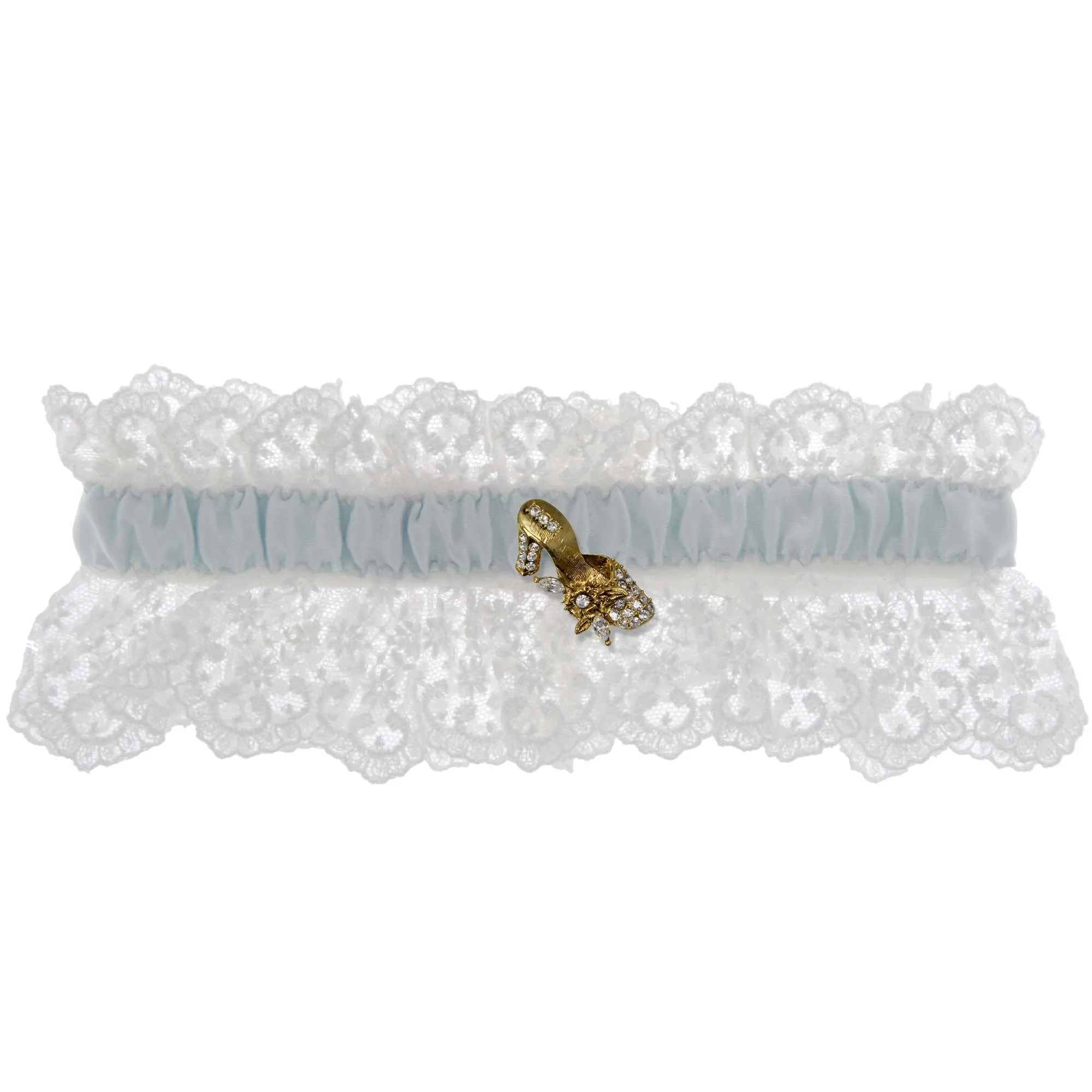 Something Blue Wedding Garter - White