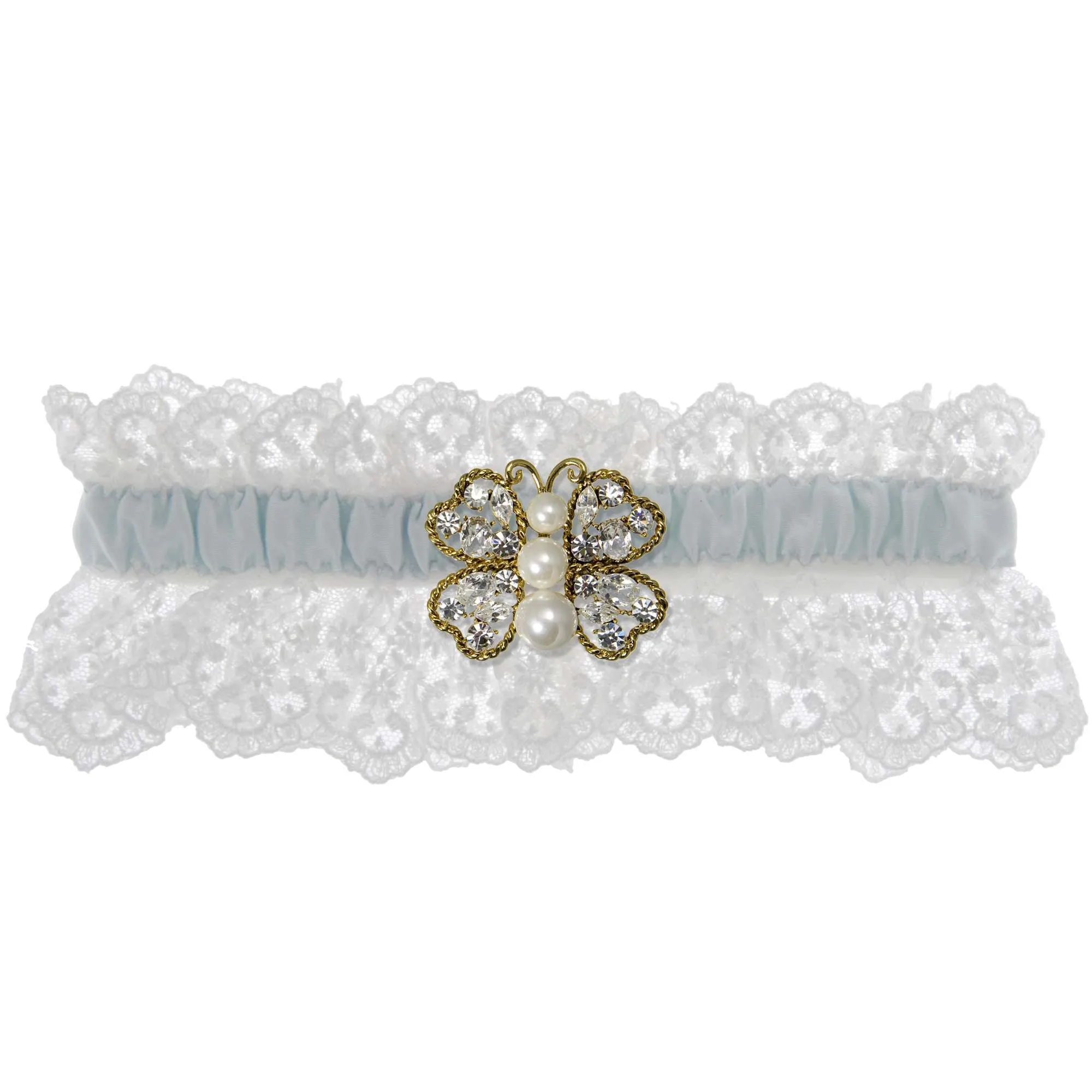 Something Blue Wedding Garter - White