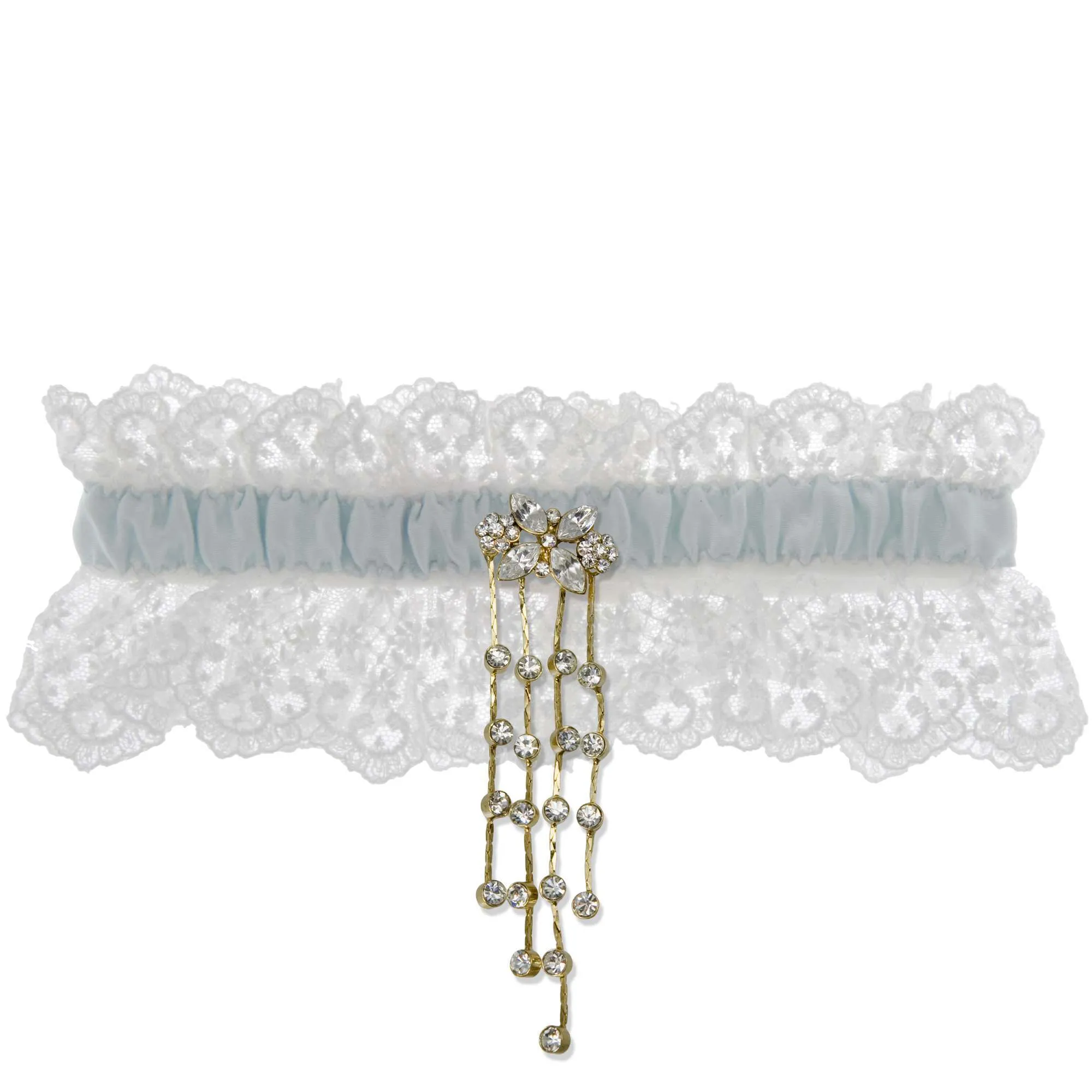 Something Blue Wedding Garter - White