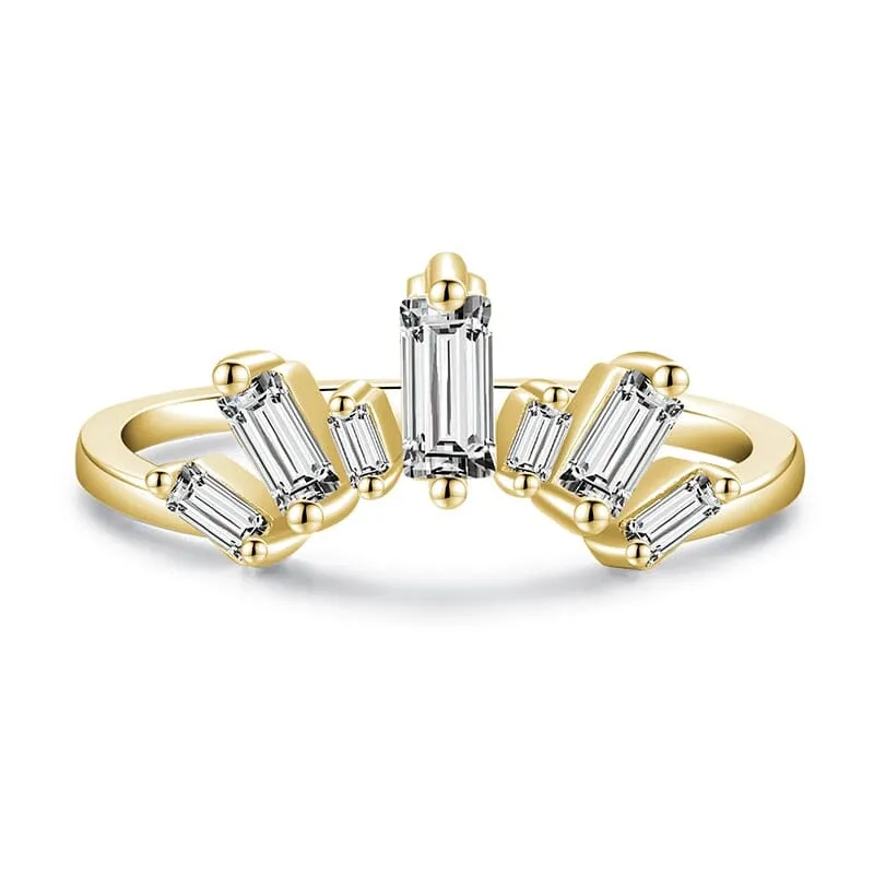 Sparkling Crystal Crown Silver and Gold Ring