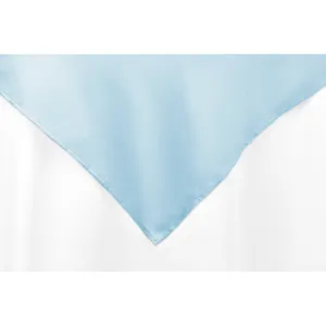 Square 54" Lamour Satin Table Overlay - Baby Blue