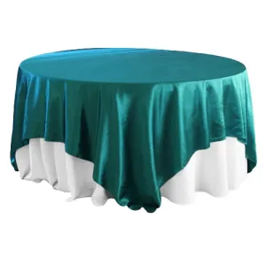 Square 90"x90" Satin Table Overlay - Dark Turquoise