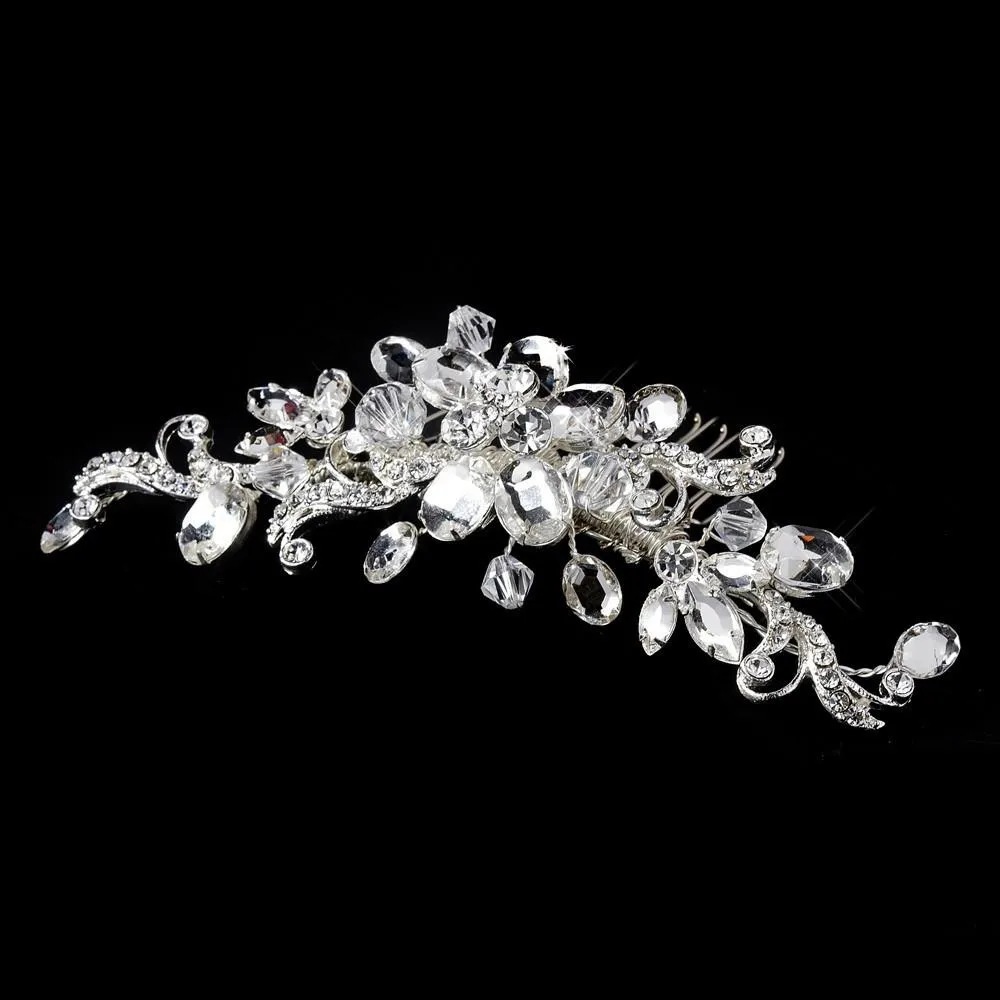 Stunning Silver Swirl Swarovski Crystal Bridal hair Comb