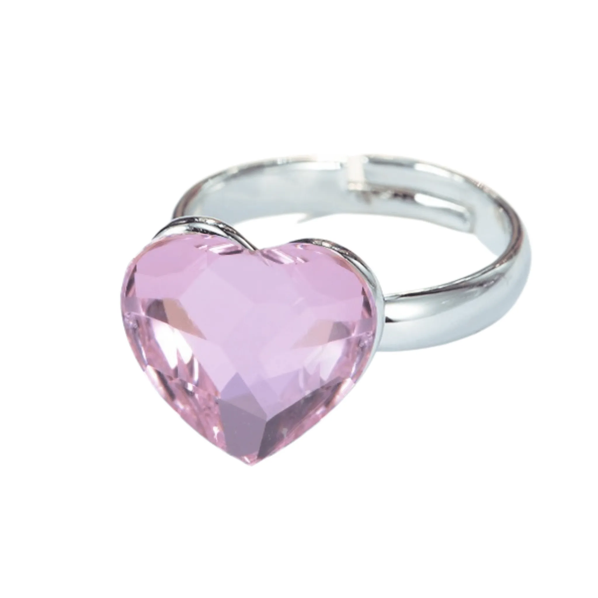 The Heart Crystal Platinum Plated Free Size Ring