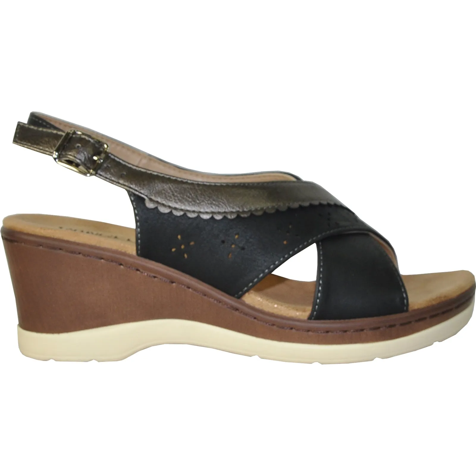 VANGELO Women Sandal PARKER Wedge Sandal Black