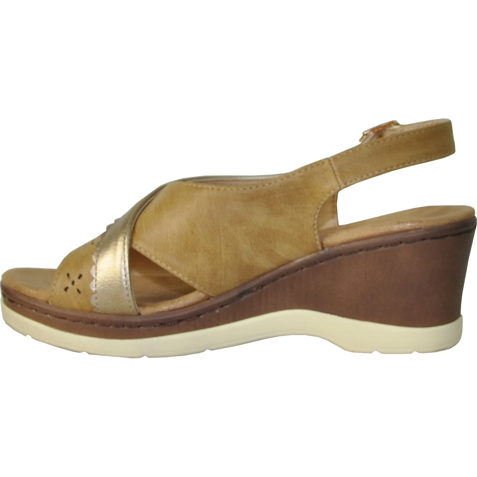 VANGELO Women Sandal PARKER Wedge Sandal Tan