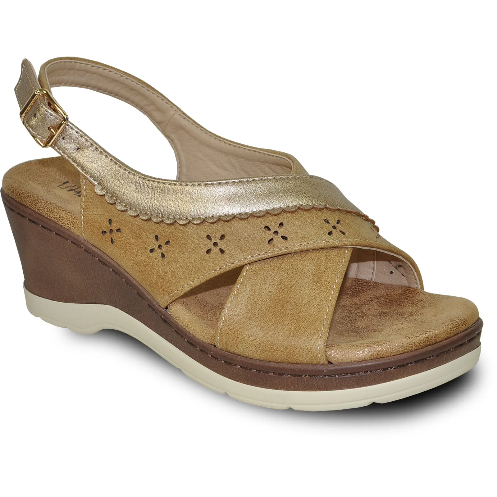 VANGELO Women Sandal PARKER Wedge Sandal Tan