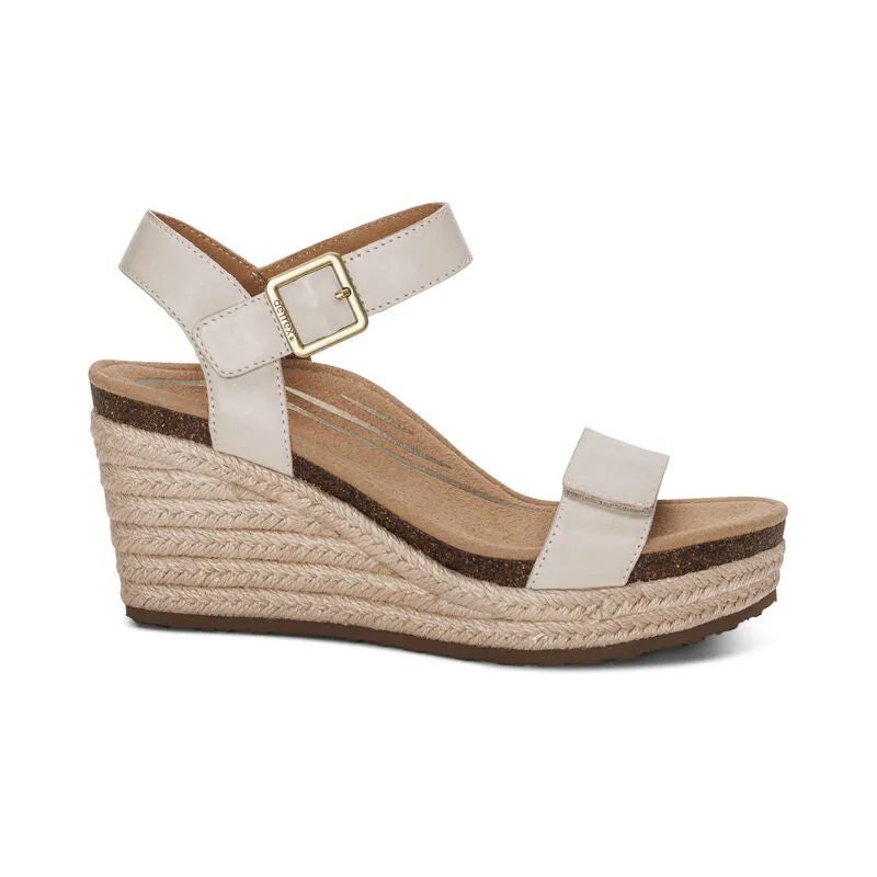 WOMEN'S AETREX SYDNEY QUARTER STRAP ESPADRILLE WEDGE | IVORY