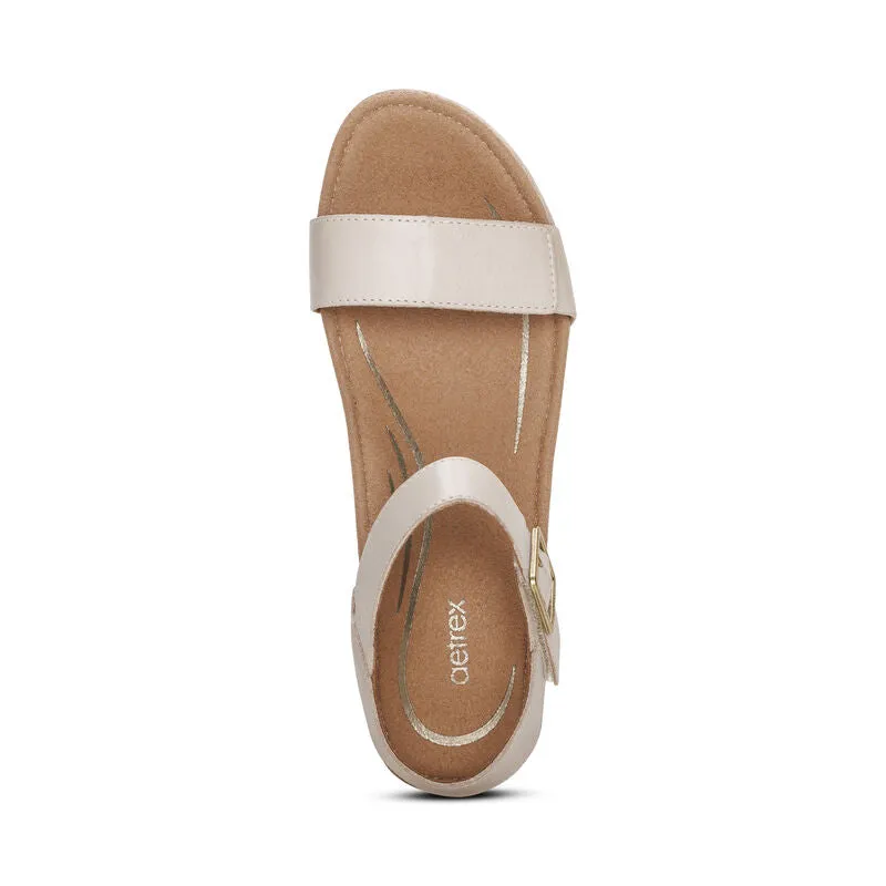 WOMEN'S AETREX SYDNEY QUARTER STRAP ESPADRILLE WEDGE | IVORY