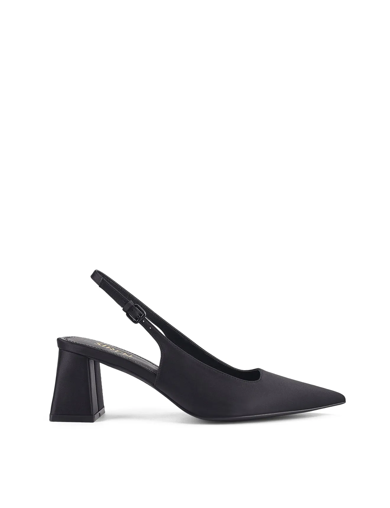 Yarra Pointed Toe Slingbacks - Black Satin